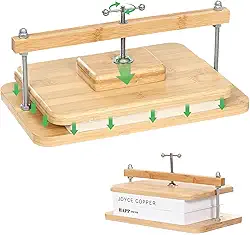 JFNoraiva Prensa de livros, encadernação de livros de madeira de bambu de 28 x 20 cm, encadernação portátil para livros DIY e iniciantes