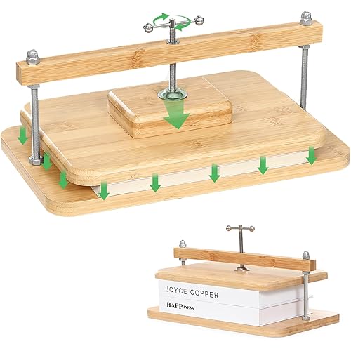 JFNoraiva Book Press, 11 * 7.9 in Bamboo Wooden Book Binding, Portable Books Binding for DIY & Beginners Bookbinding