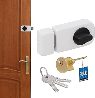 KOTARBAU® Zusatzschloss 60mm 3 Farben mit Außenzylinder Verschiedenschließend Kastenschloss Türzusatzschloss Schloss Türschloss Kastenzusatzschloss (Weiß)