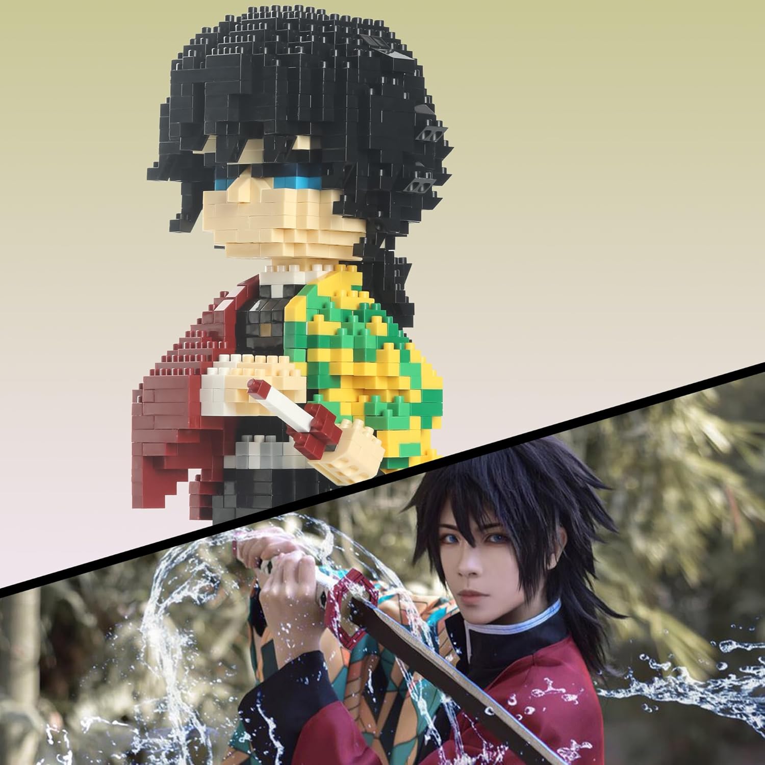 MACTANO Anime Demon Figure Micro Mini Building Set Slayer Giyuu Tomioka Building Block Toy for Adult