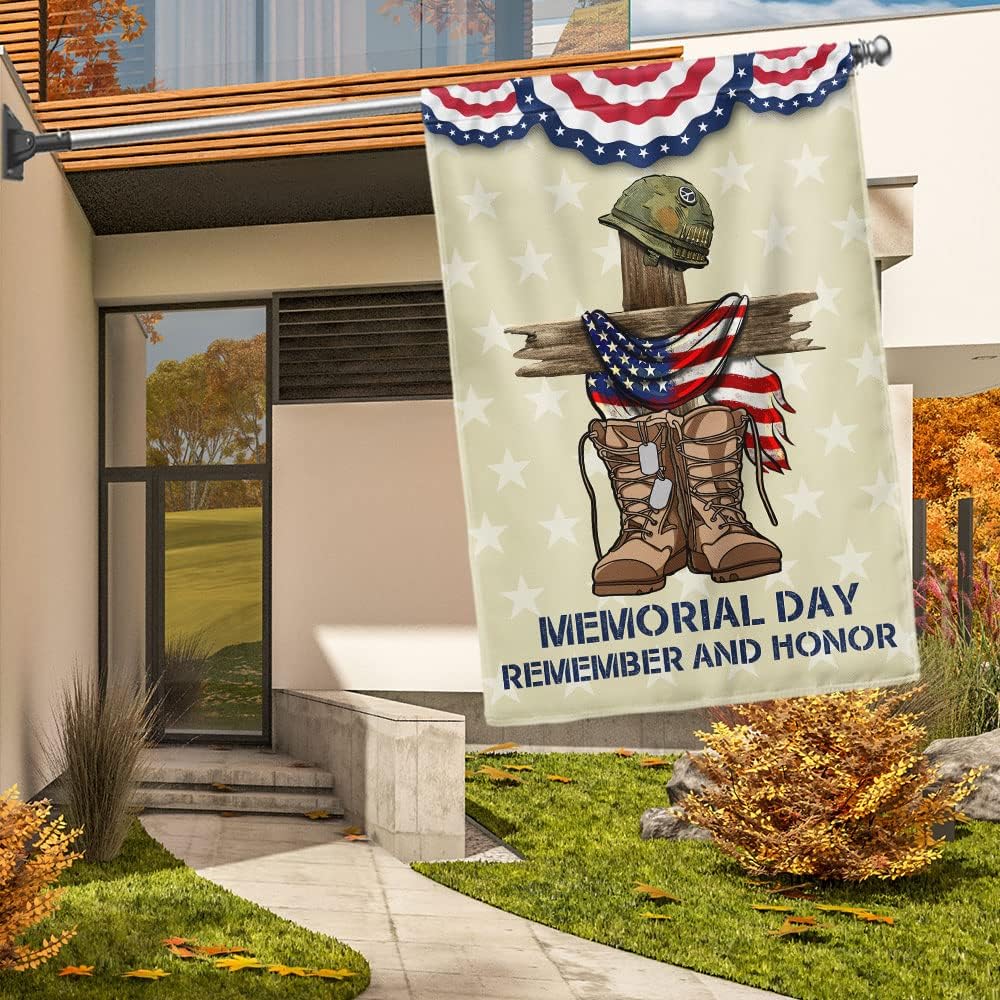 American Flag-Memorial Day Flag Remember And Honor flag TQN1009Fv1, House Flag (29.5" x 39.5")-USA Flags Premium Polyester-Decorative Indoor Outdoor Flag