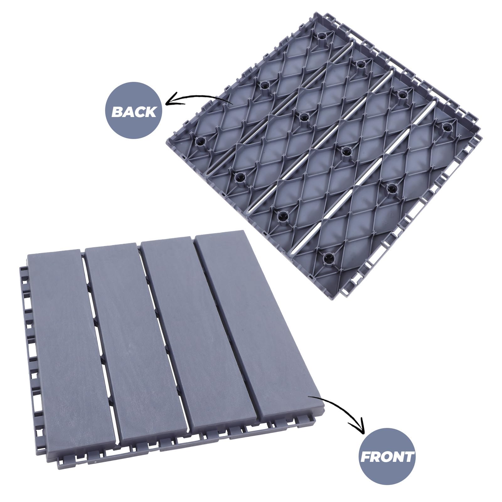 Artibetter Suelo de Plástico Pp para Terraza Exterior y Balcón, Paquete de 6 Piezas, Material Resistente y Fácil de Desmontar, Adecuado para Patio y Ducha Exterior