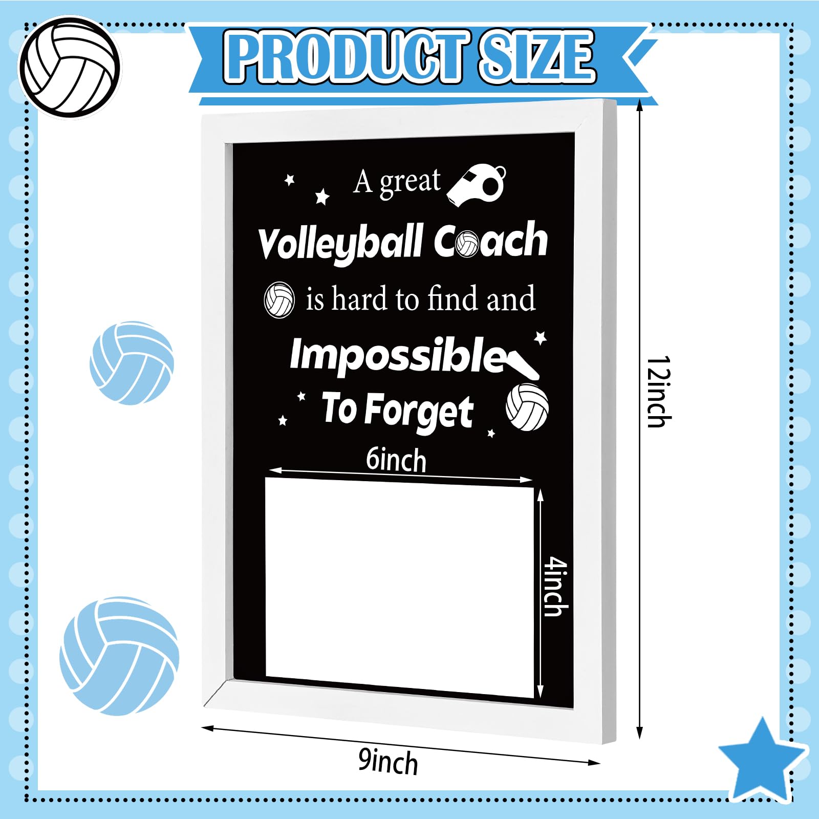 Vercraft Volleyball Coach Gift Volleyball Coach Photo Frame for Women Men Birthday Graduation Retirement Thank You Gift 4 x 6