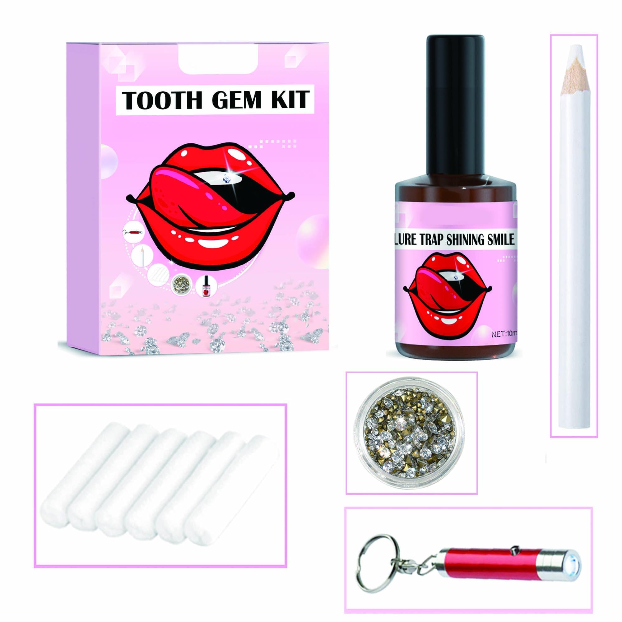 NALACALNALACAL Tooth Gems Kit Shining DIY Teeth Gems Flat Bottom Round Gemstone Style DIY Tooth Jewelry Kit Removable Tooth Ornaments Artificial Fashionable Crystal Tooth Ornaments