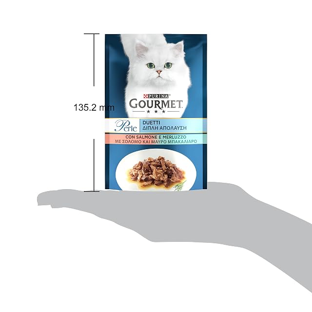 Foto 4 de 7 de Purina Gourmet - Perlas de mar húmedo para Gatos con salmón y Bacalao, 26 Sobres de 85 g