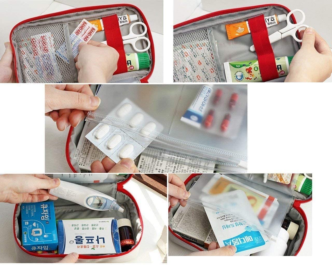 REDITEX Travel Medicine Pouch Emergency First Aid Kit Box Organizer with Medicine-Pocket Empty Bag for Travelling Car, Home, Office - Storage Bag 4