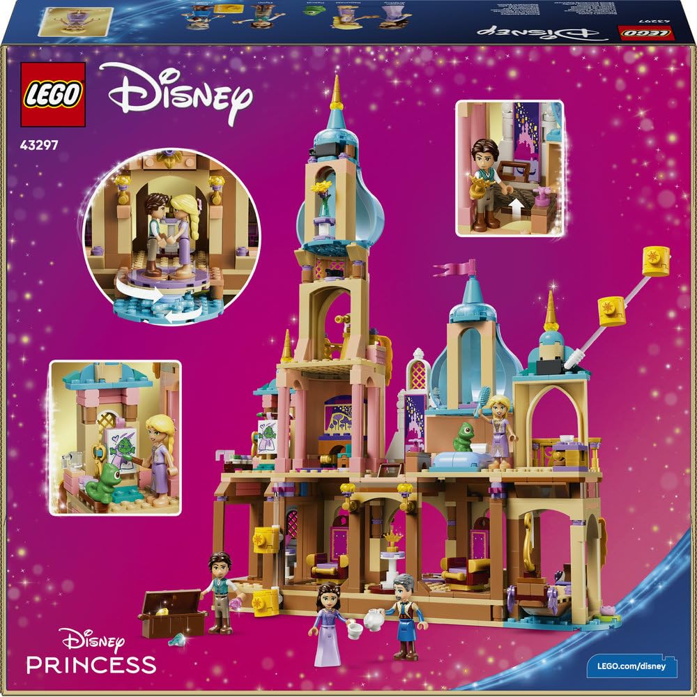 LEGO ǀ Disney Princess Zamek Roszpunki 43297 | Zamek z bajki i 6 postaci, zabawka dla 6-latki, prezent dla dziewczynki i chłopca, zestaw klocków dla dzieci, 676 elementów