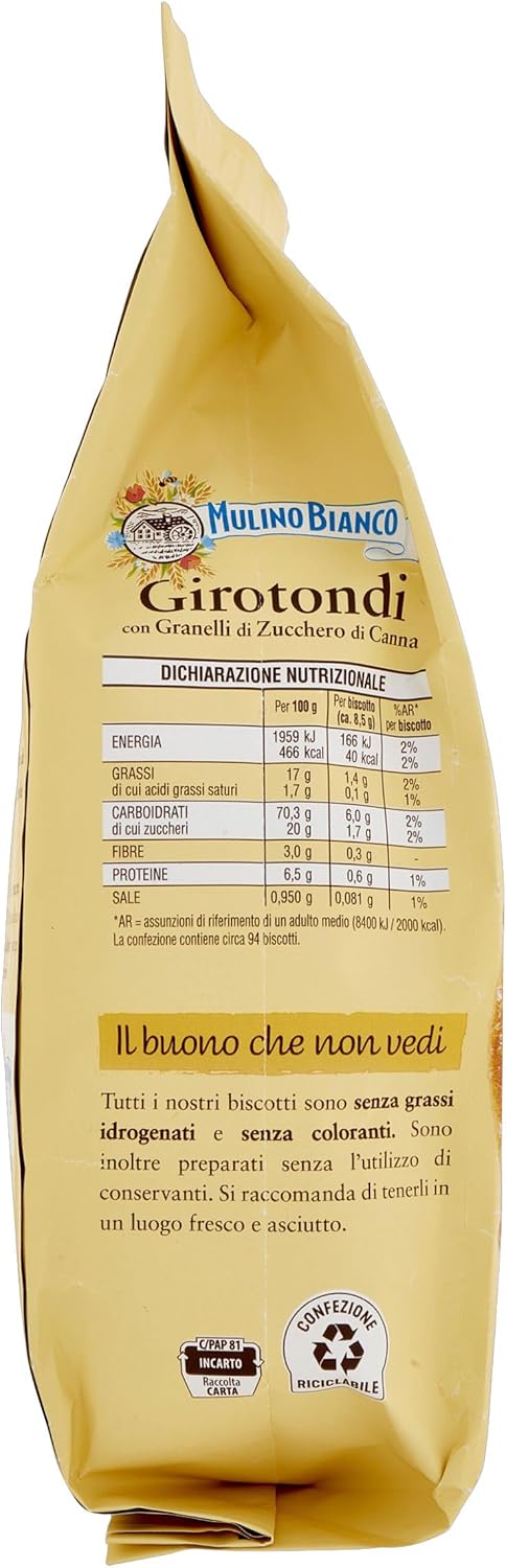Mulino Bianco Biscotti Girotondi con Granelli di Zucchero di Canna - 800 g - Immagine 3