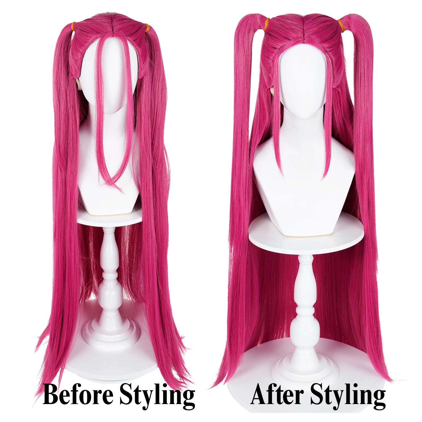 SL Wavy Blonde Ponytail Wig for Jean Cosplay,Golden Princess Hair Wigs with Pigtails Bangs + Wig Cap for Halloween Peach Costume: Magenta