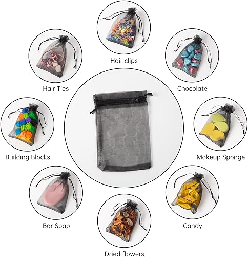 Miniatura 5 de 100 bolsas de organza, bolsas de malla pequeñas de 4 x 6 pulgadas (3.9 x 5.9 in), bolsas de regalo de joyería, bolsas de embalaje para fiestas,
