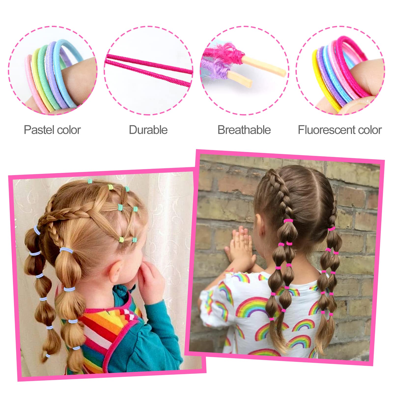 Set Di 40 Cravatte Per Capelli Per Bambine - Elastici Morbidi, Diametro 3.5 Cm, Per Code E Trecce