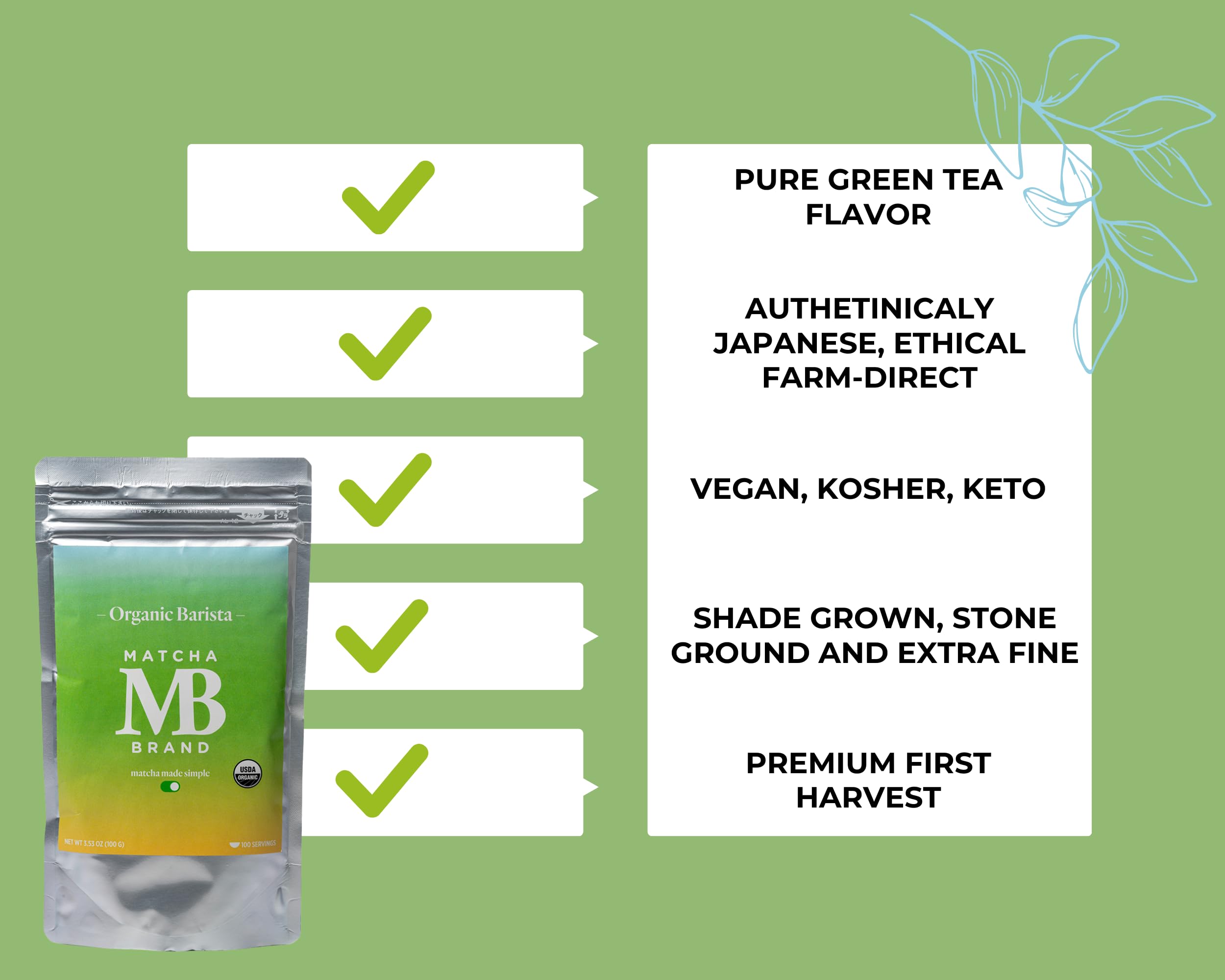 Matcha Brand Barista Grade Organic Matcha Powder - Crafted for Daily Cafe-Quality Tea Lattes - Authentic Japanese Green — view 5