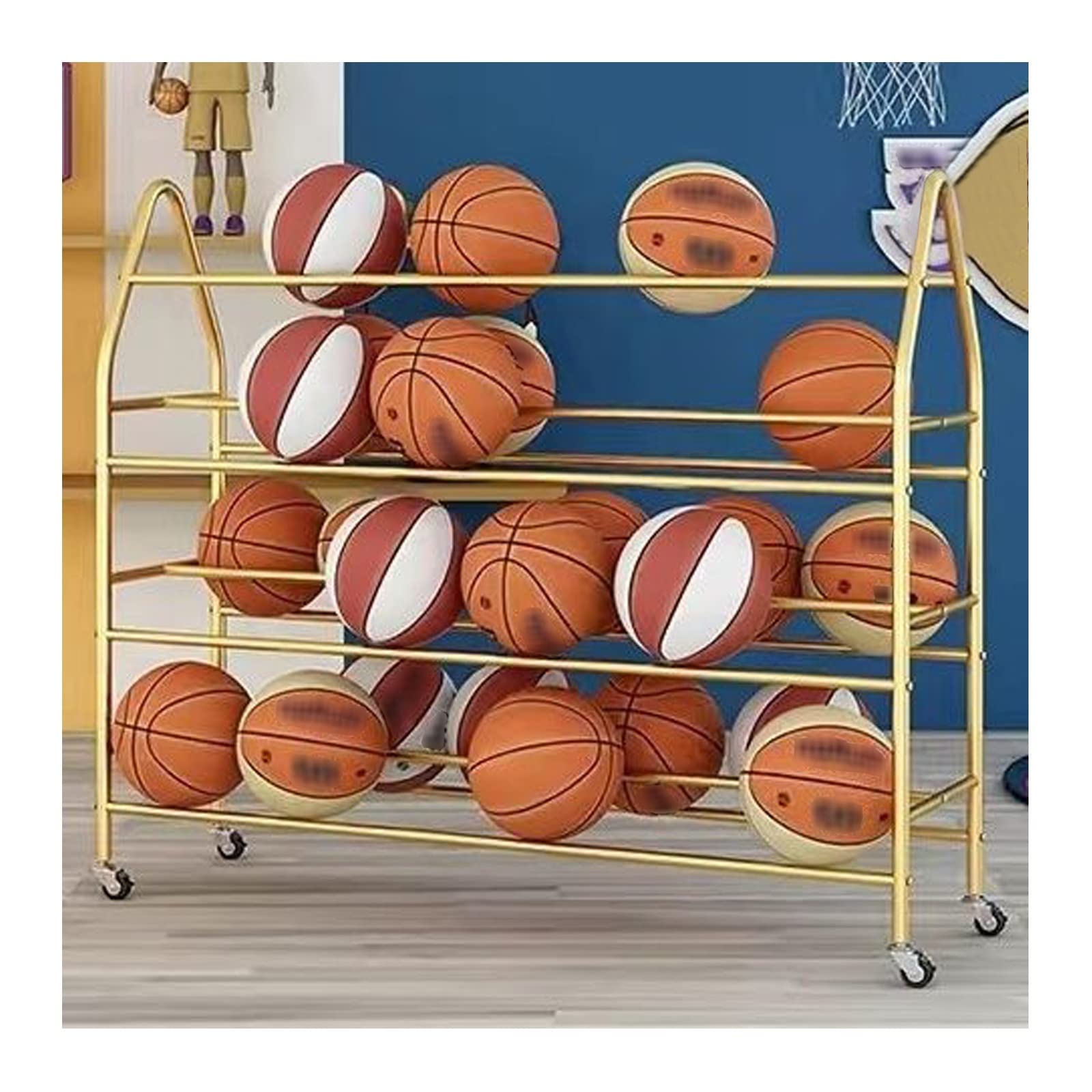Organizador duradero para baloncesto con 4 niveles de almacenamiento vertical