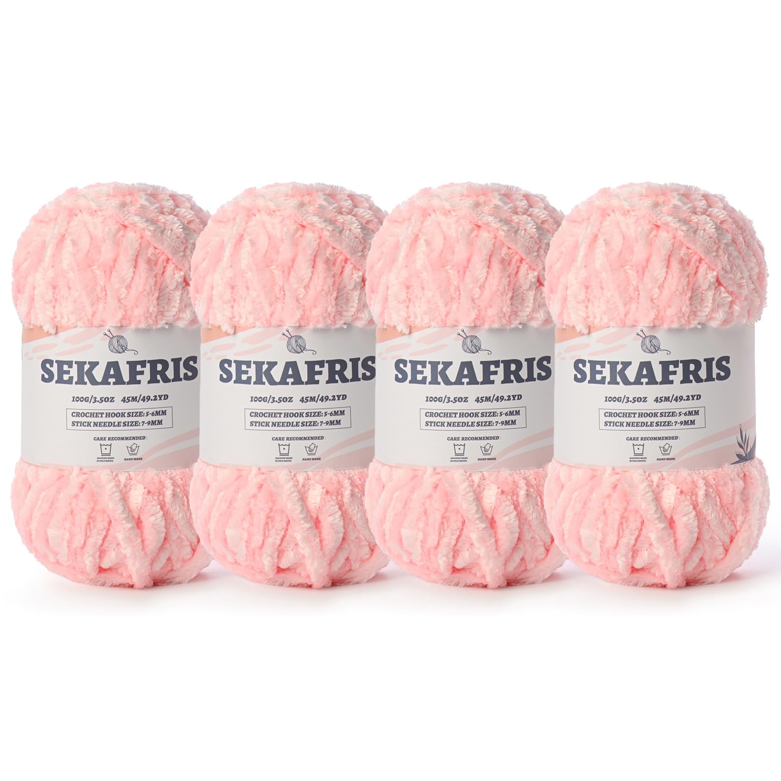 Chenille Velvet Soft Yarn Pale Pink 4 Pack