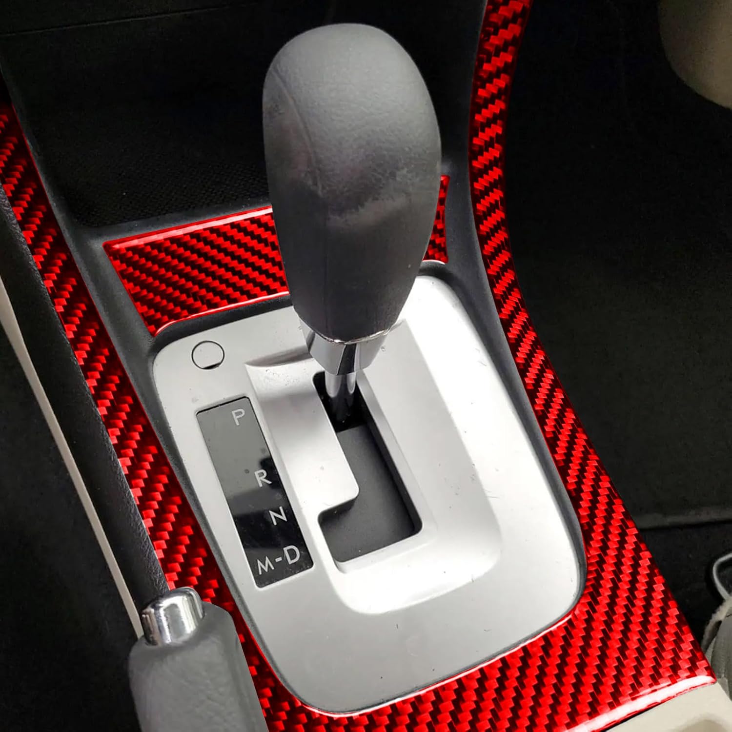 Real Carbon Fiber Auto Interior Accessories Sticker Compatible with Subaru Impreza 2012-2014/Subaru XV Crosstrek 2013 2014 Car Floor Console Decoration Decal Frame 2pcs Red