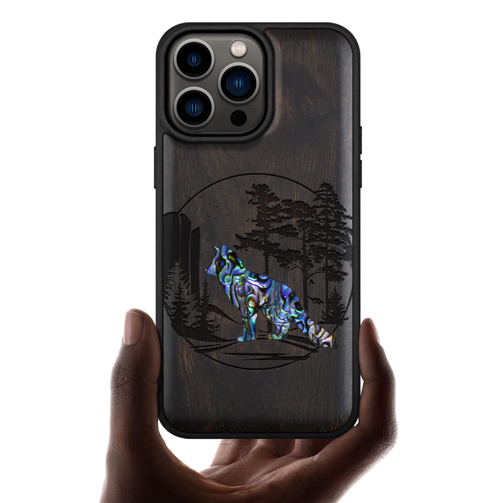 Coque IPhone 14 Pro Max Carveit - Gravure Bois Coquillage - Compatible MagSafe - Rosé