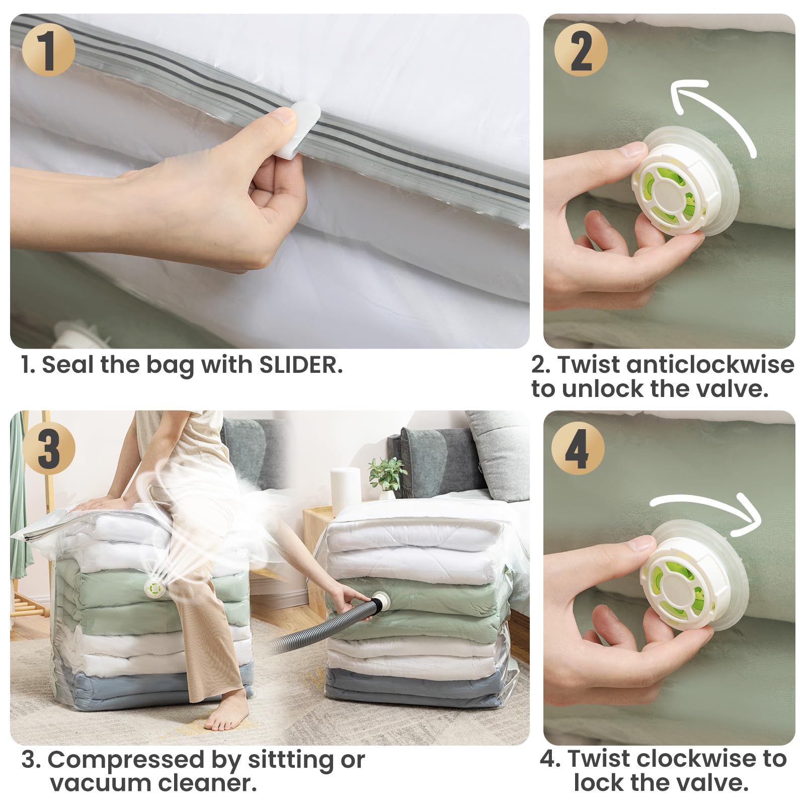 Taili TAILI Vacuum Storage Bag Super Jumbo, Press To Exhaust Self-lock Space ...