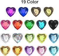 Vista 5 de MECCANIXITY 60 piezas de diamantes de imitación acrílicos de corazón de 0.59 pulgadas (0.591 in) con parte trasera plana, gemas de plástico