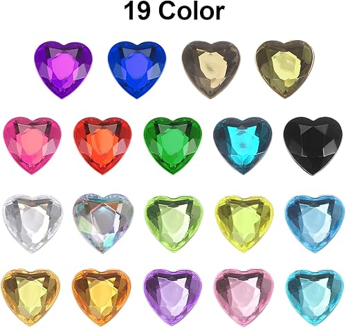 Miniatura 5 de MECCANIXITY 40 piezas de diamantes de imitación acrílicos de corazón de 0.59 pulgadas (0.591 in) con parte trasera plana, gemas de plástico,