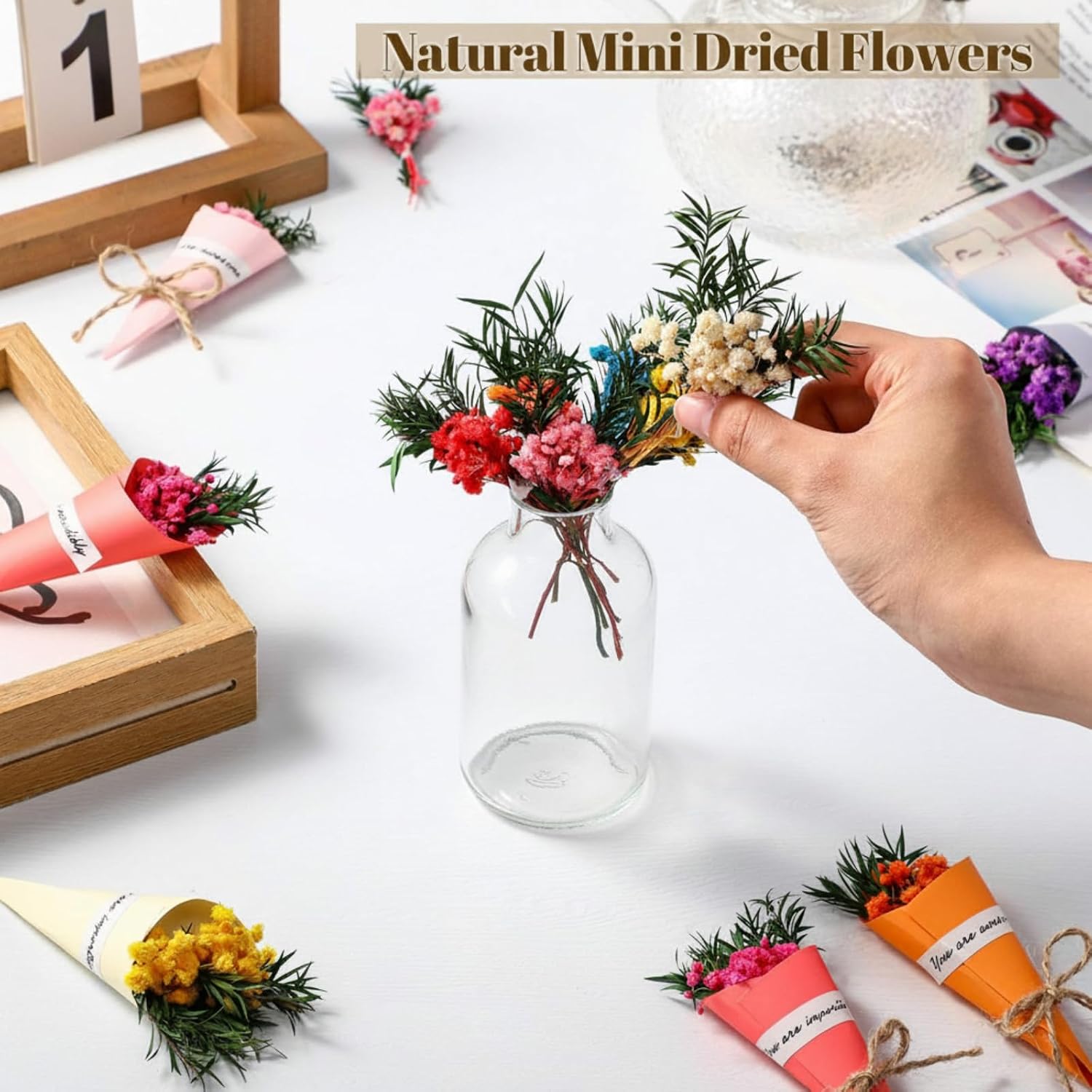 30 Sets Mini Dried Flower Bouquet Dried Flower for Crafts Vase Natural Flowers Bundles Artificial Flowers for Guests, DIY Crafts, Wedding Baby Shower Party Favors (Baby's Breath,Vintage Color)