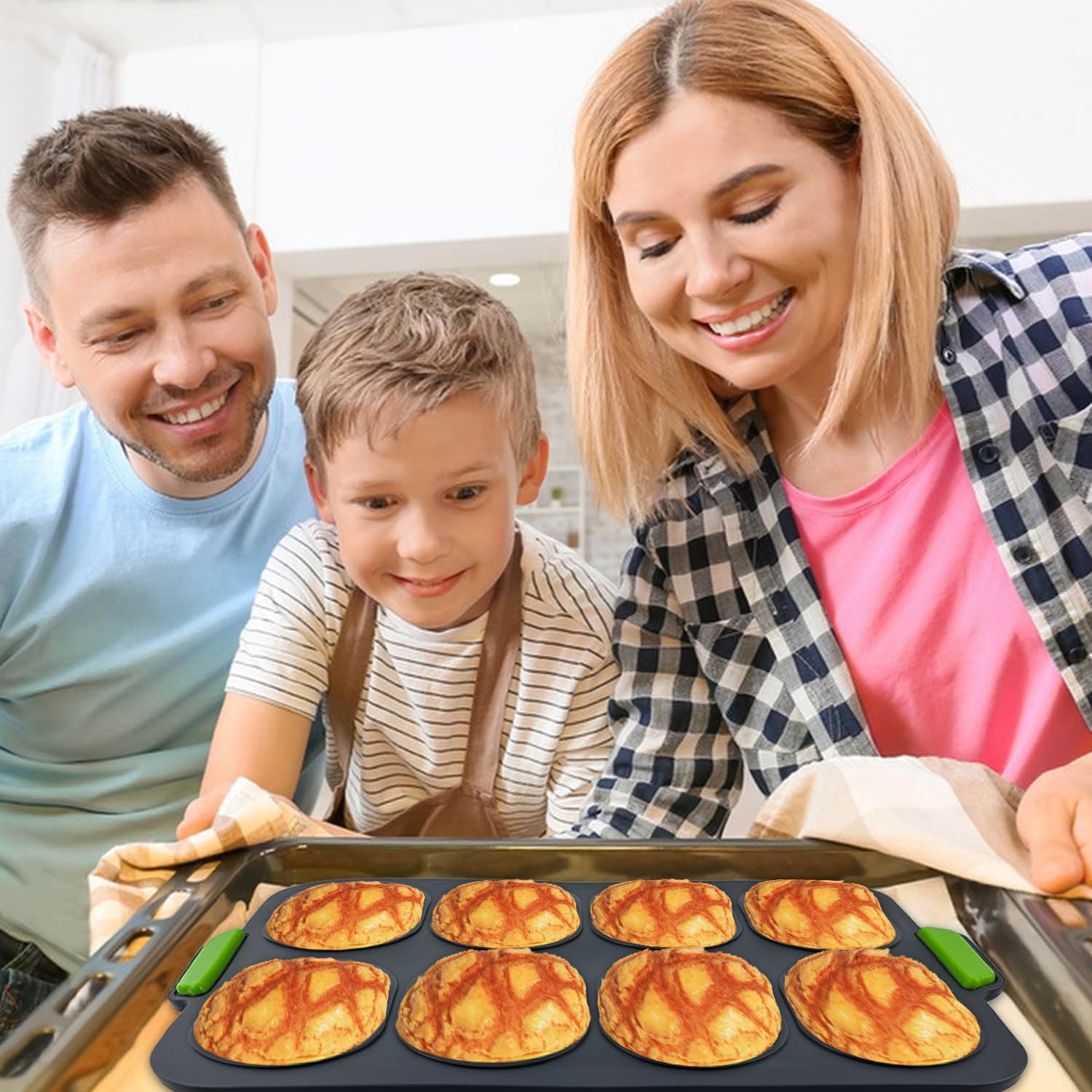 Mini bagietka do pieczenia bułek, forma do pieczenia bułek, nieprzywierająca, silikonowa forma do bagietek, tacka na chrupnięcie chleba, 8 sztuk (ciemnoszara)