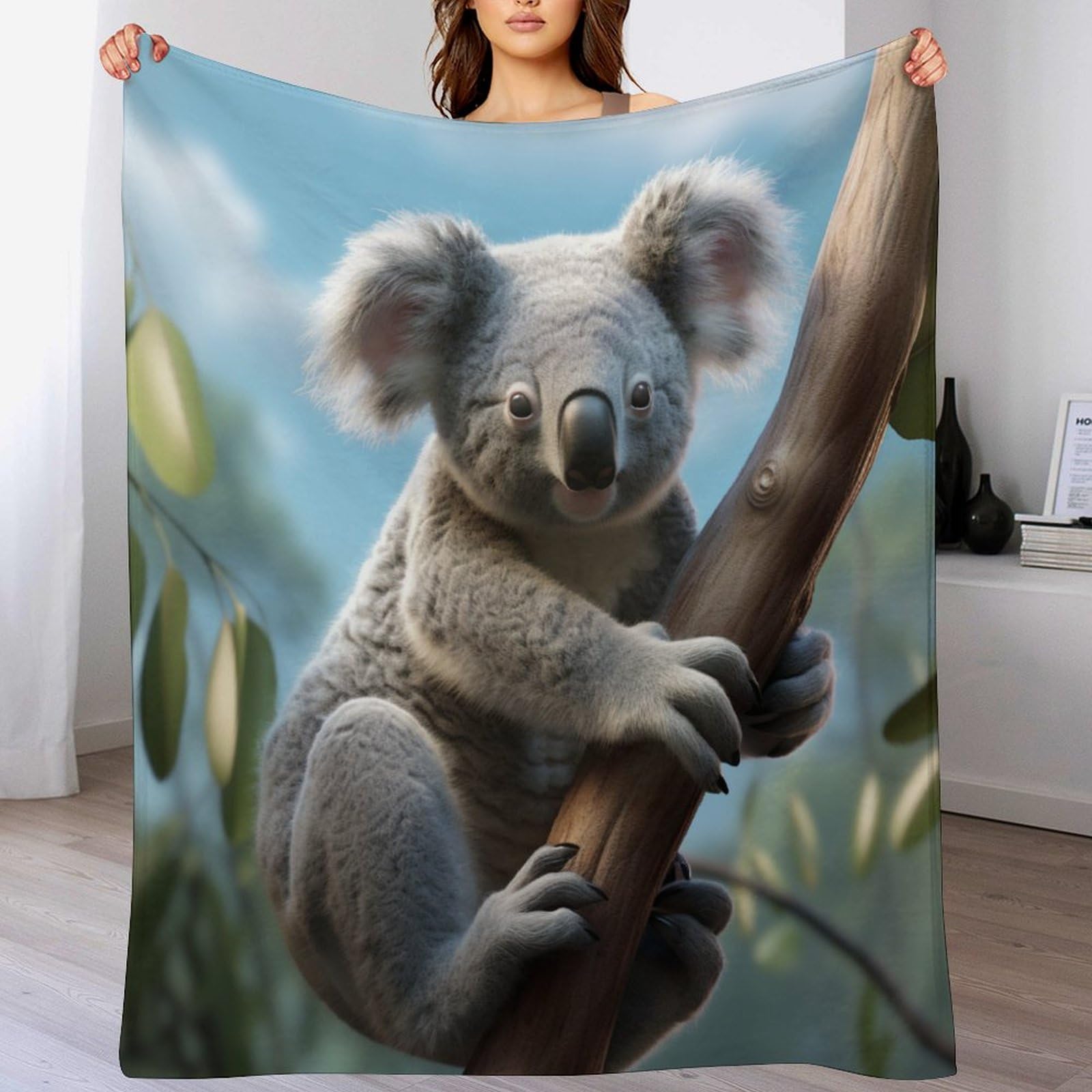 Couverture koala polaire contre le froid plaid flannel doux de lit