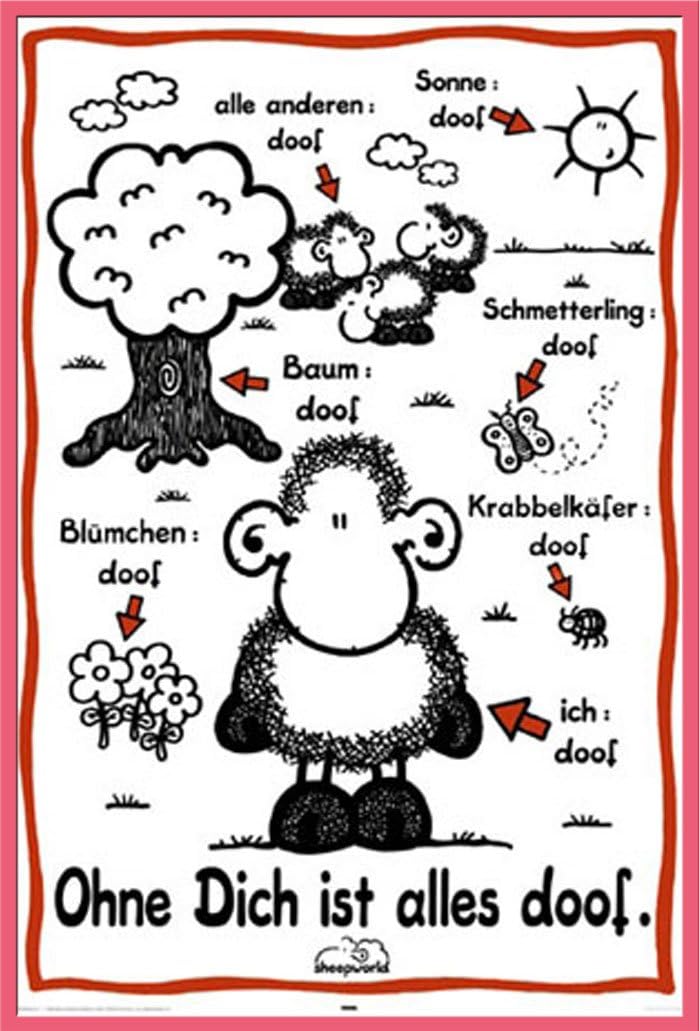 Amazon De Sheepworld Ohne Dich Ist Alles Doof Sheepworld Poster Grosse 61x91 5 Cm