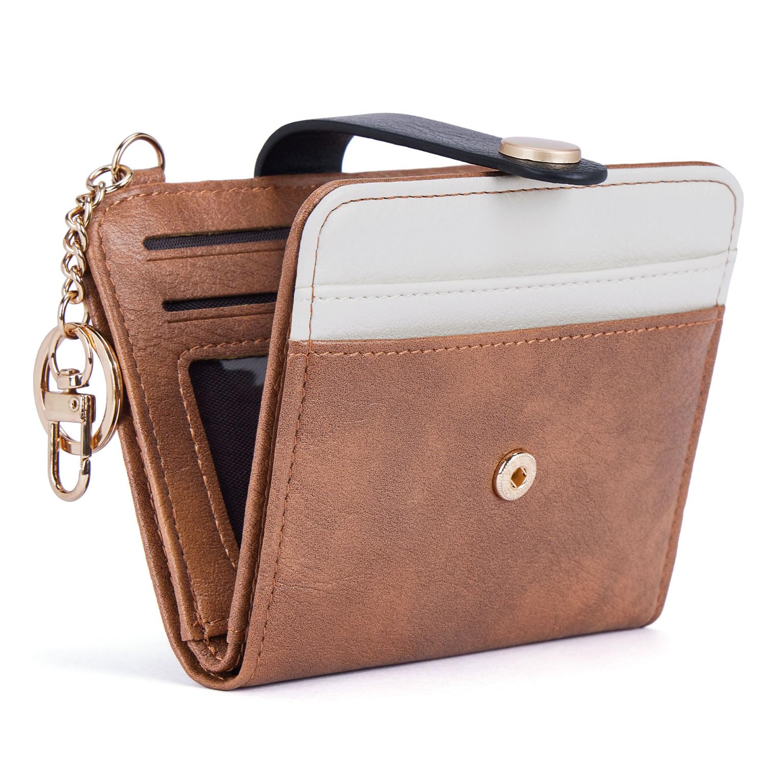 POIUGOYASlim Wallet for Women,RFID Blocking Bifold Credit Card Holder with Zipper Coin Pocket,ID Window,Keychain