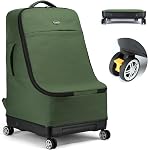 TUGUAN Car Seat Travel Bag With Spinner Wheels - Infant Seat Bag for Air Travel, Hard Bottom, Padded Backpack, Large Storage for Airport Check - Black