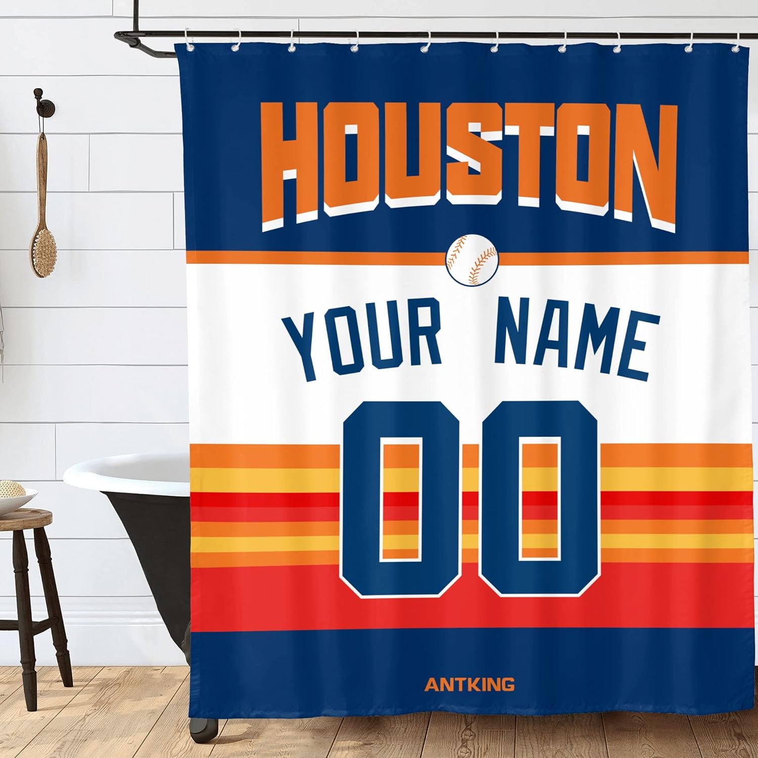ANTKING Houston Shower Curtain Personalized Custom Any Name and Number for Men Women Gifts