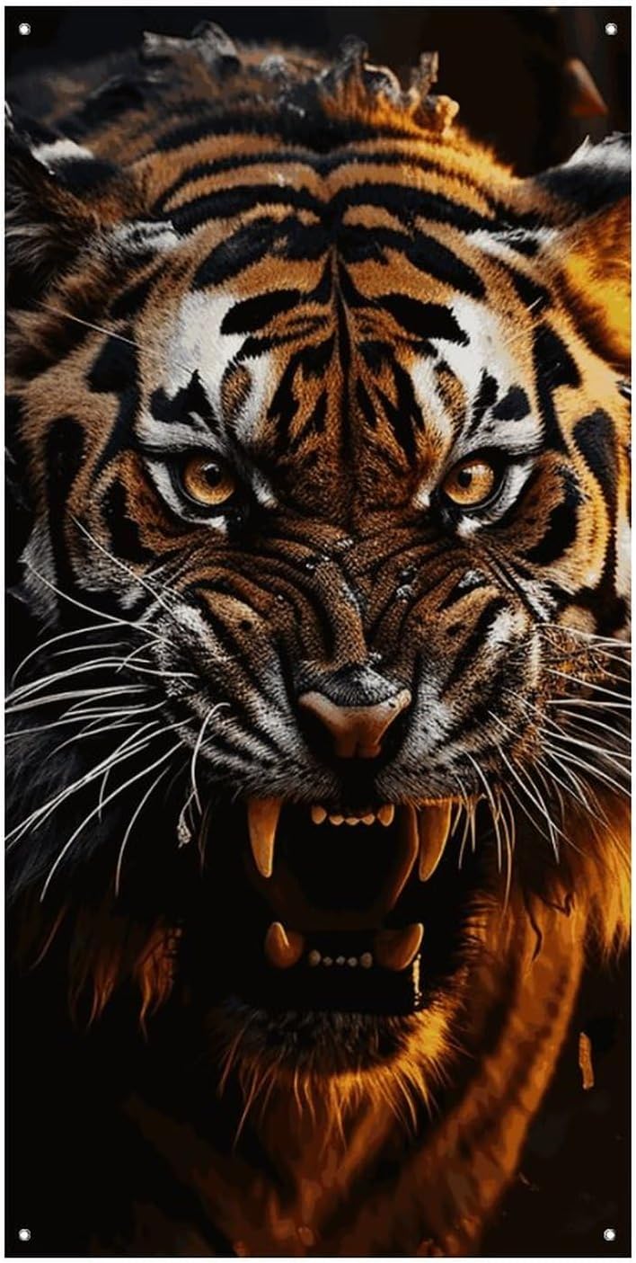 Ferocious Tiger Decoration Door Banner Welcome Door Cover