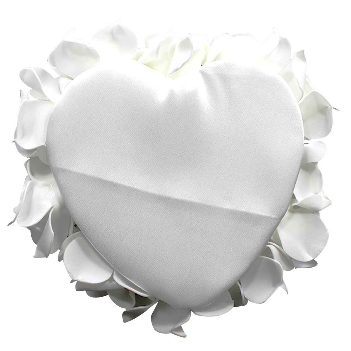 Yosoo 15x13cm Bianco Romantico Matrimonio Anello Rosa Scatola Cuore rosa Bomboniere Anello nuziale Cuscino con elegante cassa gioielli Floral Accessori da sposa