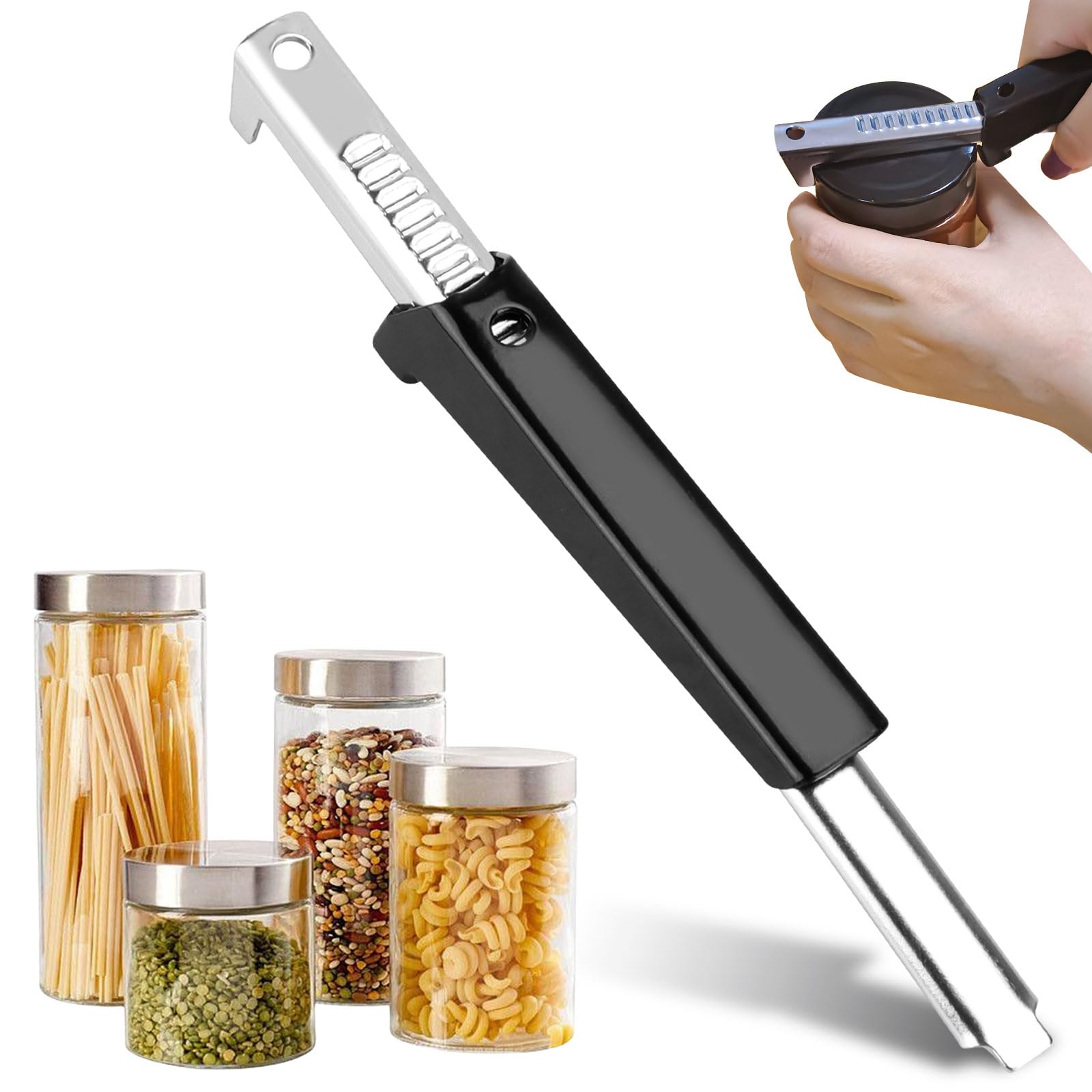 WakasenaManual Can Opener for Seniors, Effortless Arthritis Jar Opener, Adjustable Can Opener, Non-Slip Bottle Opener, Multifunctional Can Opener