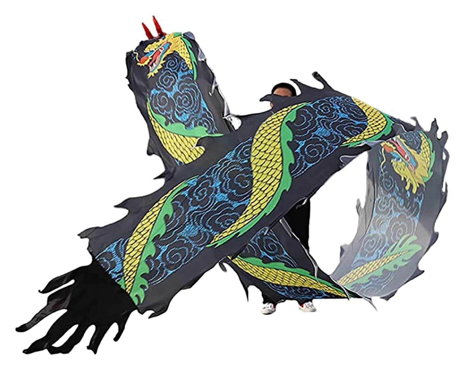 Fitness-Drachen-Streamer, Outdoor-Fitness-Drachentanz, Seiden-Streamer zum Üben, 3D-Farbiger Drachen-Seide-Flowy Spinning & Shaking Poi Outdoor Park