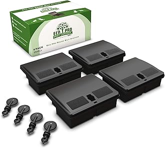 Mouse Bait Station | 4-Pack Indoor & Outdoor Mouse Bait Stations | Bait (Not Included) is Secured by Lock & Key | Pet & Child-Safe Alternative to Mouse Traps | for Mice Only - Small Size