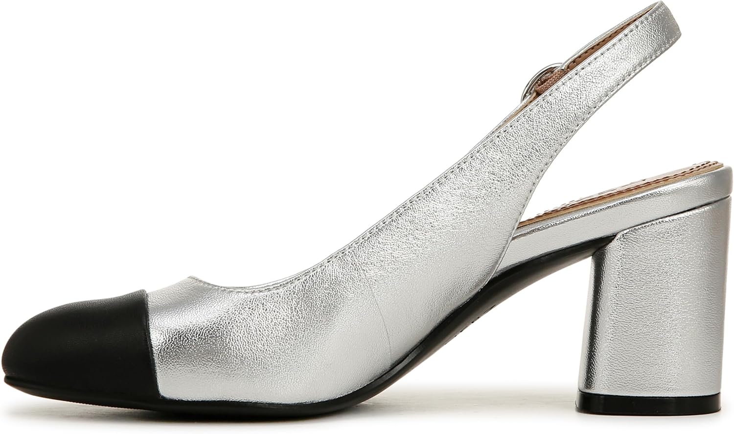 Naturalizer Womens Sophie Cap Toe Slingback Pump Silver Metallic 8 M - Image 9