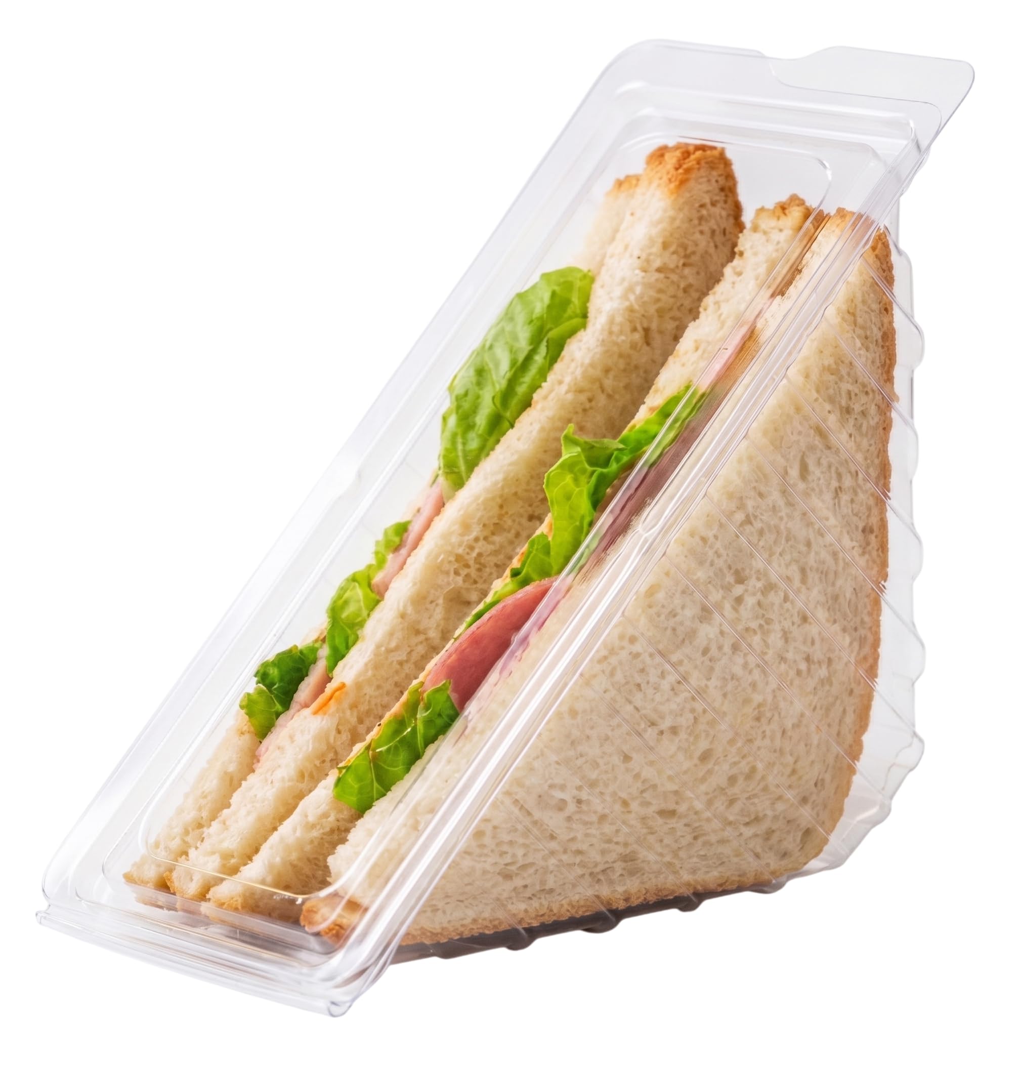 Tezraftaar® 100 x Clear Plastic Sandwich Wedges 11cm x 11cm x 6cm Disposable Triangle Hinged Lid Deep Fill Boxes for Catering Picnic Lunch Parties