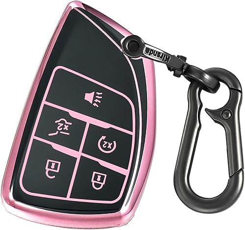 Miniatura 7 de Funda para llavero Chevrolet con llavero, carcasa de TPU suave, 6 botones para llave de automóvil Suburban Corvette Tahoe 2021 2022 (azul)