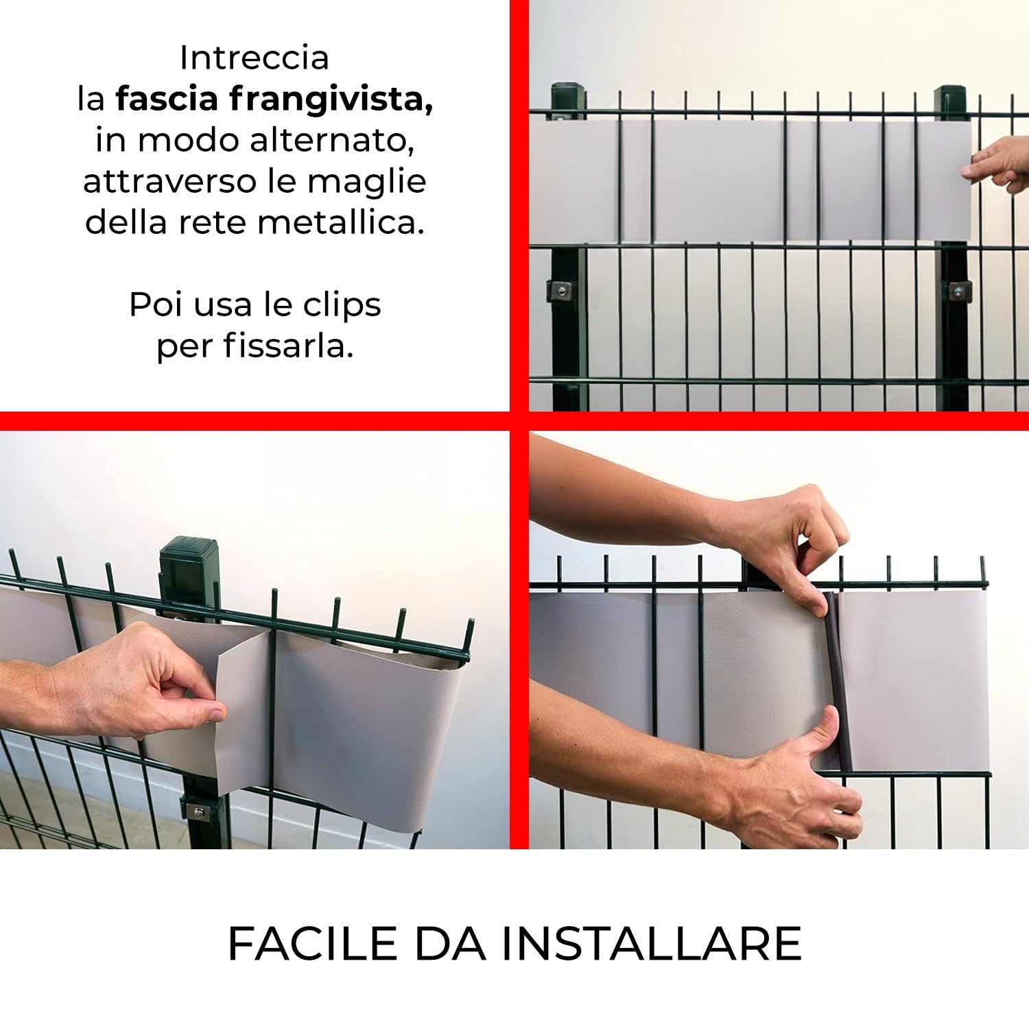 Striscia Banda Frangivista Fasce PVC Rotolo Schermo Privacy Recinzione Balcone Cancello Bianco - 3