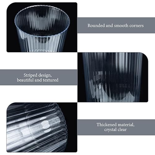 Miniatura 8 de USHOBE Cubos de plástico 1 pieza redonda de plástico cesta de basura transparente cubo de basura pequeño contenedor de basura cubo de basura de