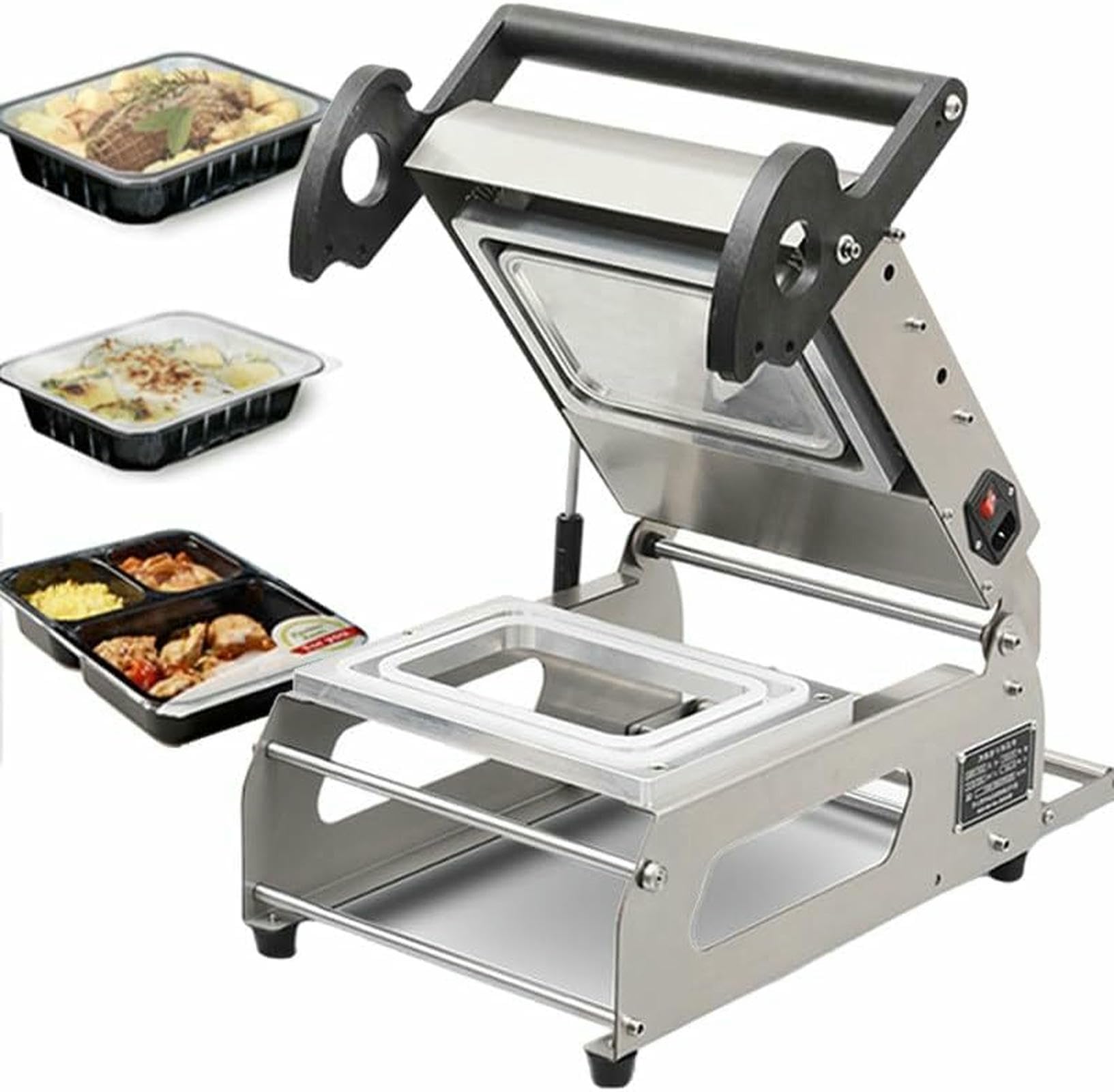 Sigillatore per Vassoi per Alimenti con Contenitore A Pressa Manuale, per Fast Food, Frutta, Torte, da Asporto