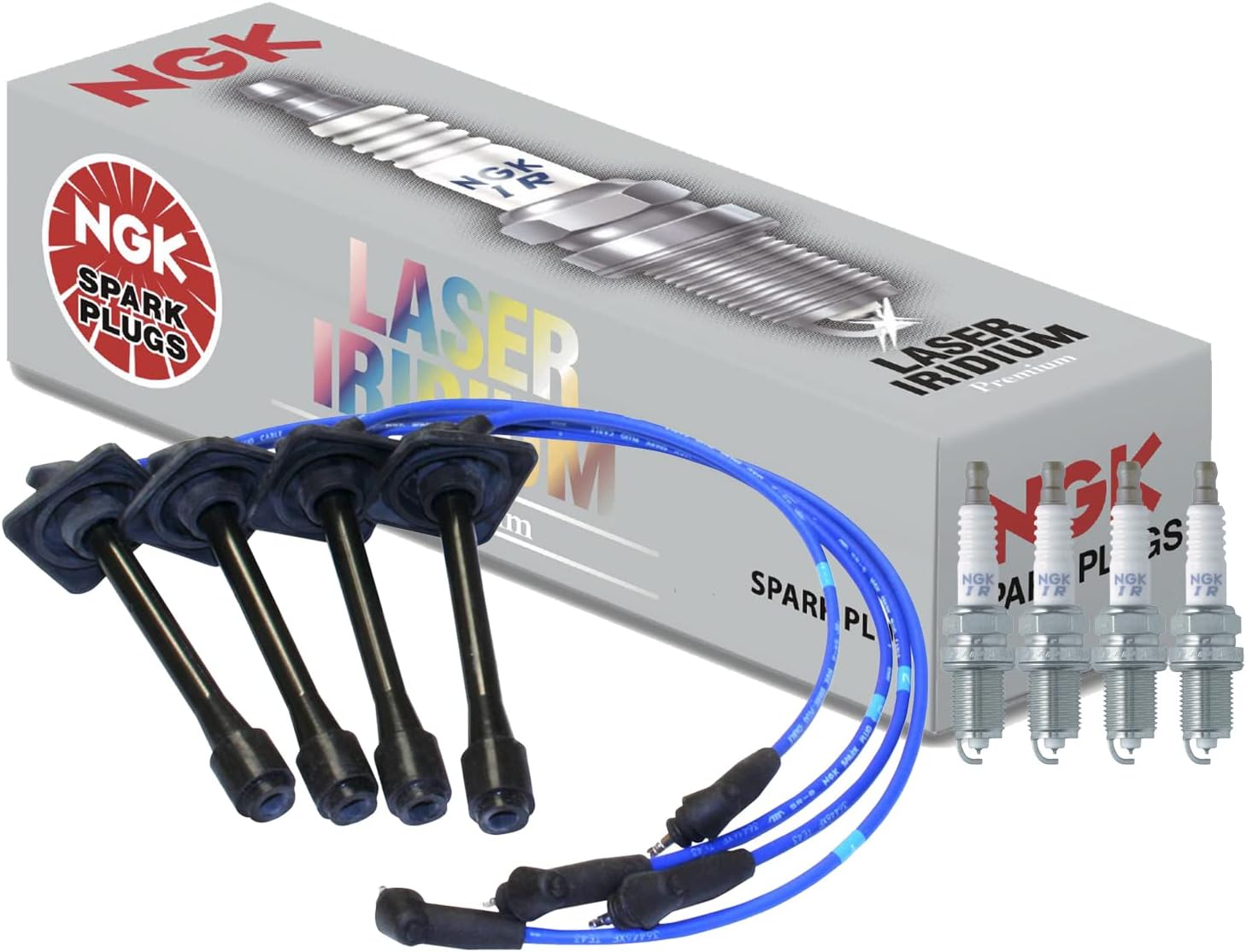 NGK Wire & 4 Laser Iridium Spark Plugs Kit For Toyota Camry Celica MR2 2.2