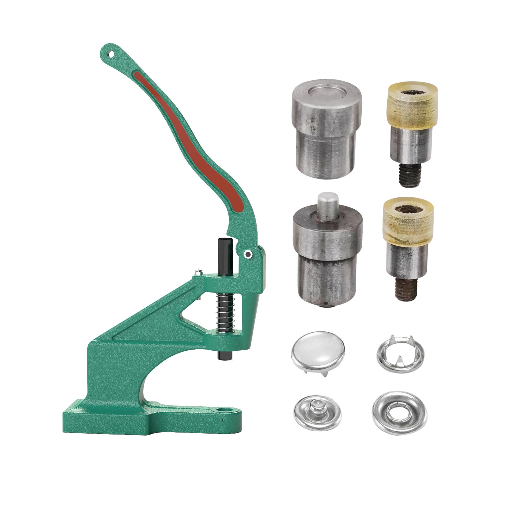 Trimming Shop 9.5mm, 12mm Pearl Tapa Chasquear Poppers Cierres Botones a Presión Herramienta de Ajuste Plantilla Set Kit Con Kam Universal Verde Máquina Para Bebé Baberos, Ropa, Cuero Crafts, Reparar