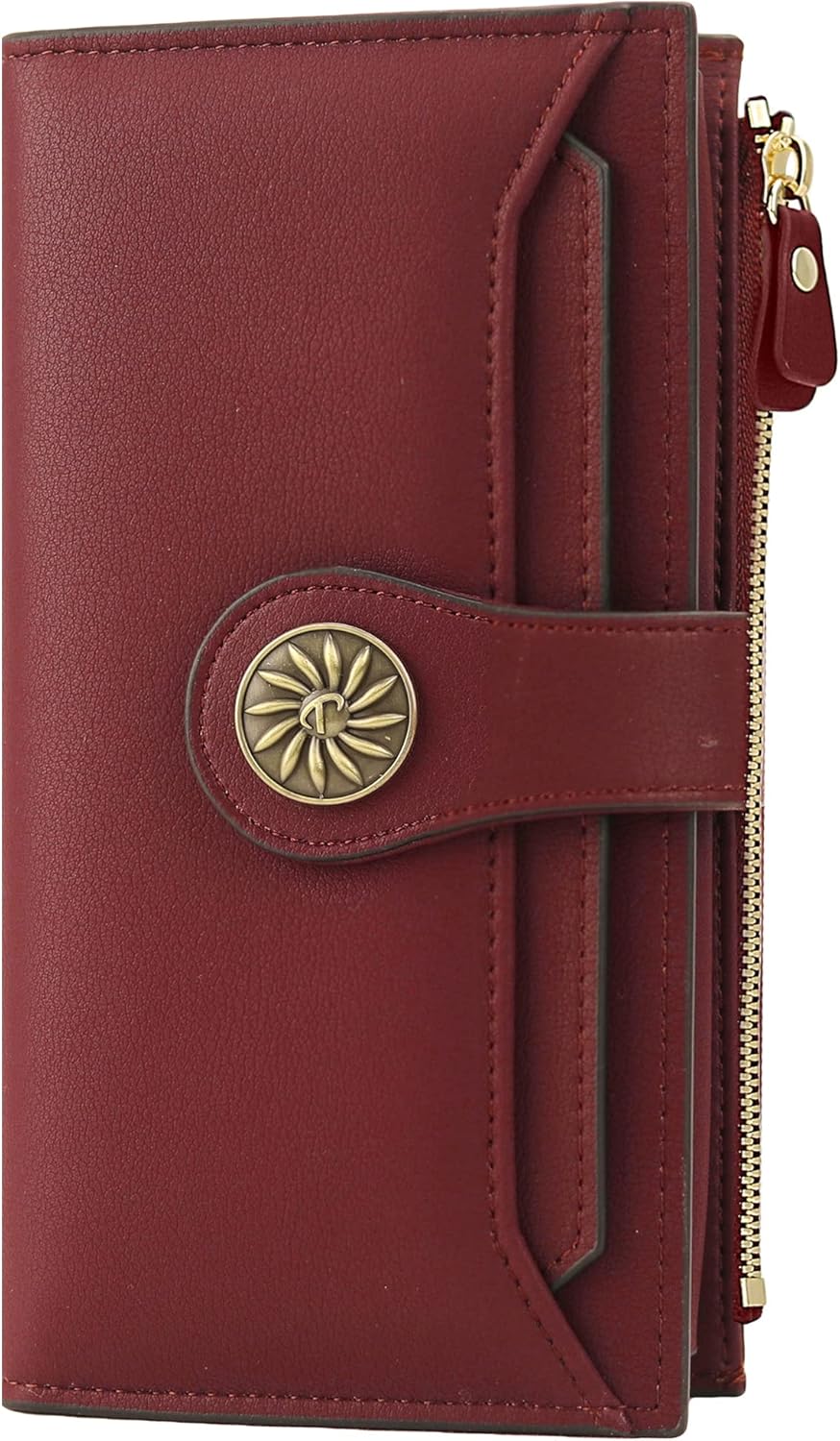 Travelambo Cartera de mano de cuero genuino encerado de gran capacidad para mujer con bloqueo RFID