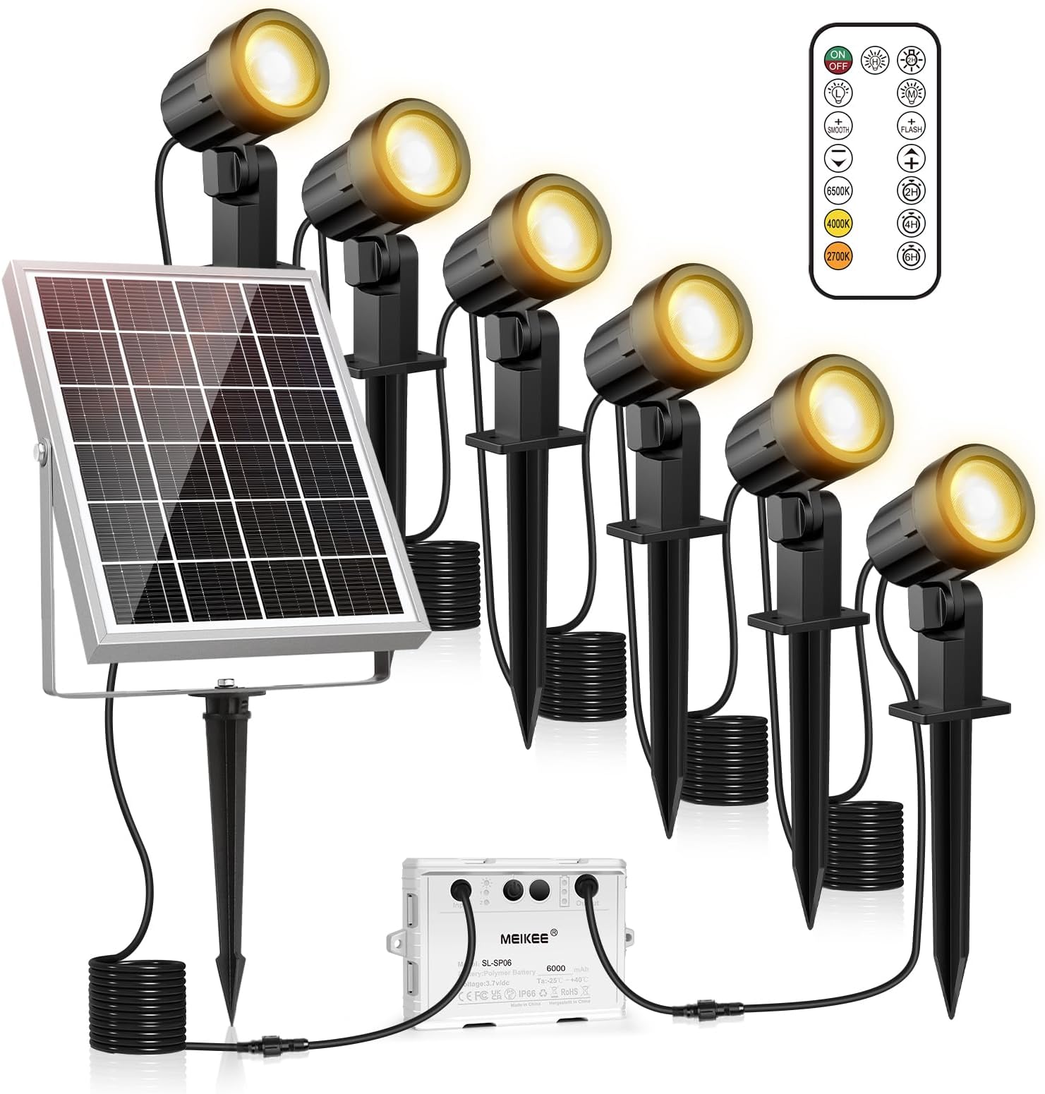 MEIKEE Spot Solaire Exterieur 6 en 1 Lampe Solaire Exterieur avec