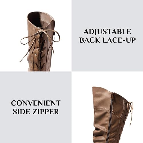 Miniatura 2 de katliu Botas altas hasta la rodilla para mujer, con cordones en la espalda, botas de tacón alto holgadas