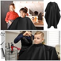 Vista 5 de FEBSNOW 2 piezas capas de barbero para adultos, capa profesional de corte de cabello con cierre a presión, capas de salón impermeables