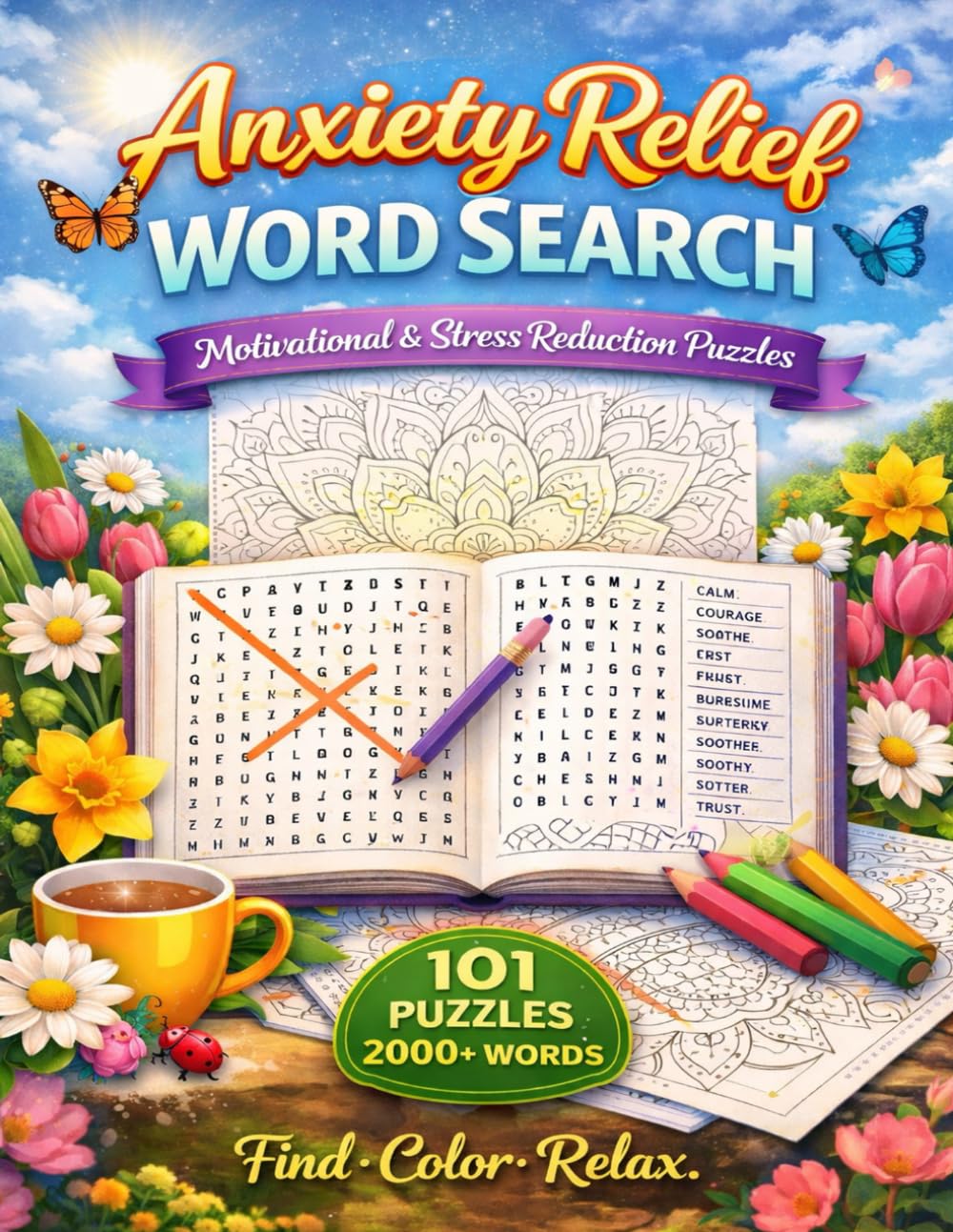 Word search anxiety relief: large print