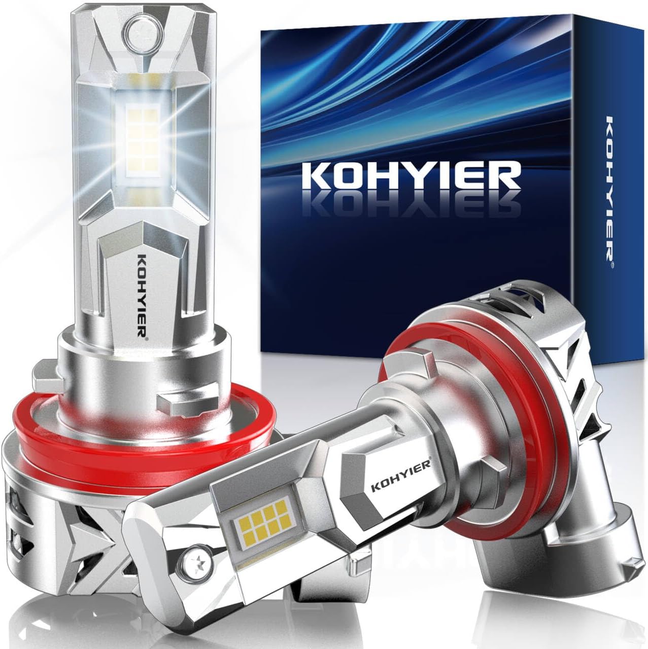 H 11 H 8 H 9 Fog Light Bulb, 800% 30000LM Super Bright 6000K Xenon White H 11 Bulb, All-in-One 1:1 Mini Size Plug and Play, Pack of 2