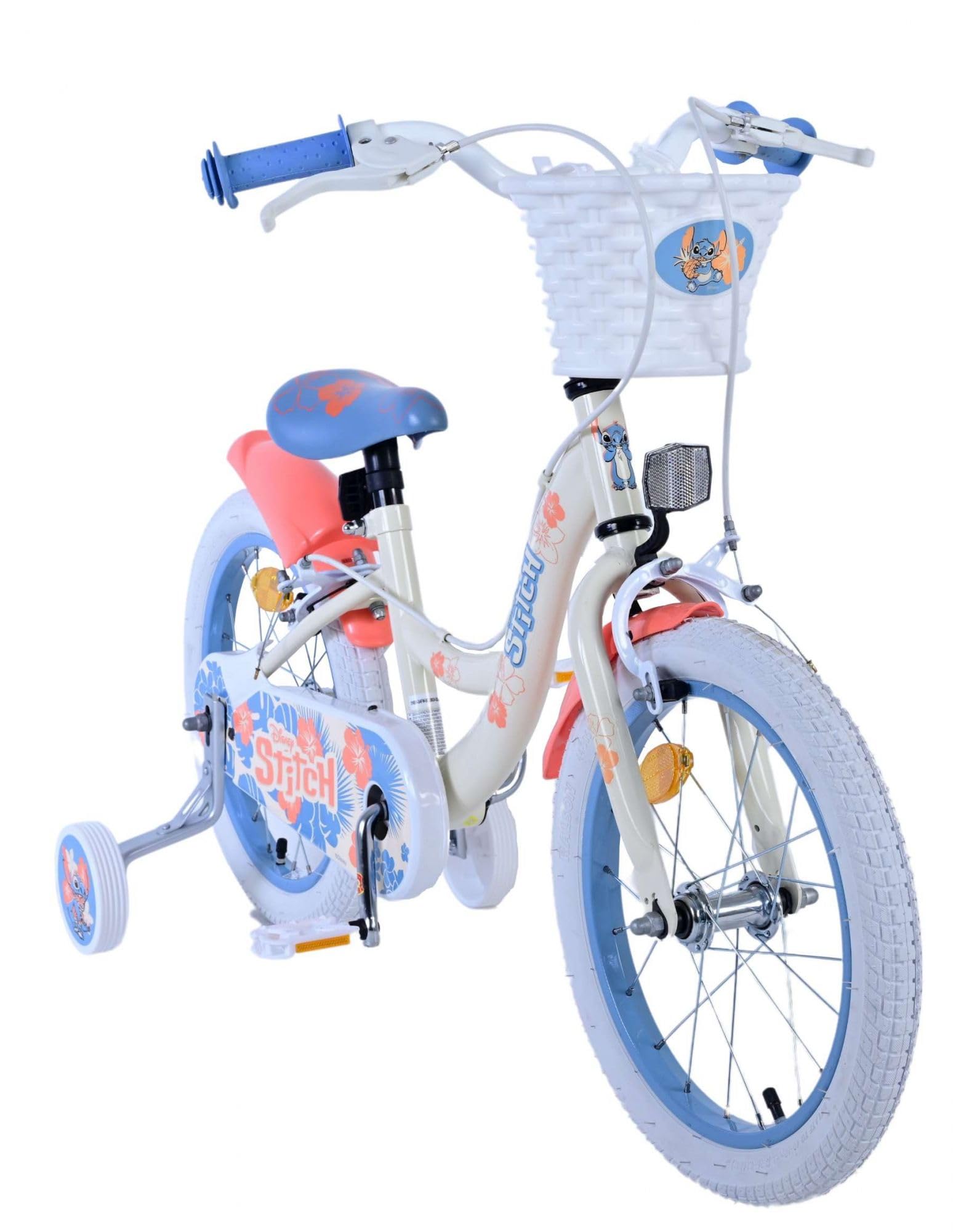 Disney Stitch Vélo pour enfant - Fille - 16" - Crème corail bleu - Freins à deux mains